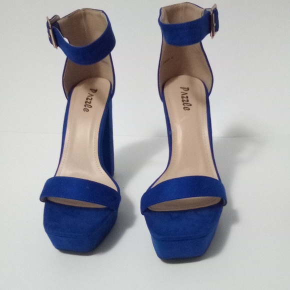 Pazzle Handmade Blue Suede‎ Ankle Strap Sandal Heels 10 - Picture 3 of 7